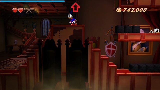 Trochę dziwnie chodzić po suficie, gdy nie widzi się swojej postaci, ale można się przyzwyczaić. - Drugie, trzecie i czwarte piętro | Transylwania | DuckTales - DuckTales Remastered - poradnik do gry