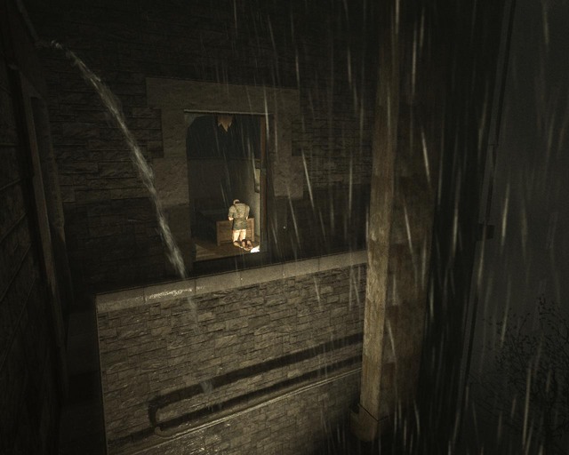 Chodzenie po krawędzi w trakcie deszczu, musisz dojść do widocznego okna - Return to the Administration Block | Solucja Outlast - Outlast - poradnik do gry