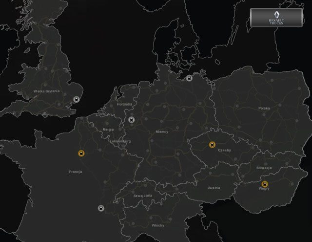 Renault, Scania, Volvo mapy Dealerzy ciężarówek ETS