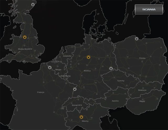 Renault, Scania, Volvo mapy Dealerzy ciężarówek ETS