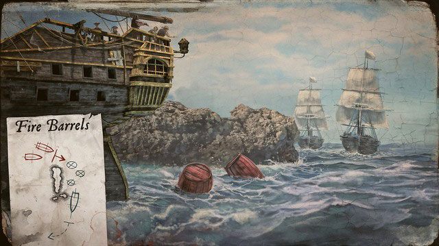 Wybuchające beczki (Fire barrels) - wyrzucane z rufy parami - Uzbrojenie statku w Assassins Creed IV Black Flag | Walka na morzu - Assassins Creed IV: Black Flag - poradnik do gry