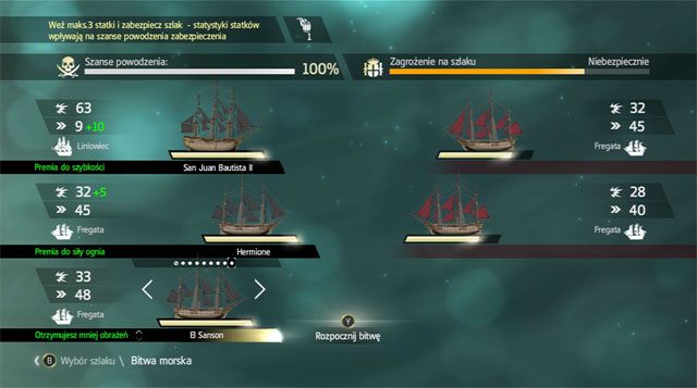 Każdy statek oferuje premie, które są bardzo przydatne w starciu. - Misje kupieckie w Assassins Creed IV Black Flag | Flota Kenwaya - Assassins Creed IV: Black Flag - poradnik do gry