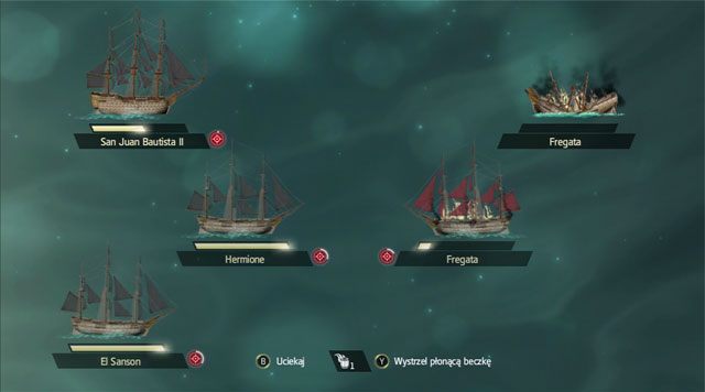 Liniowiec przyjął na siebie obie salwy, ratując od uszkodzeń towarzyszące mu fregaty. - Bitwy morskie w Assassins Creed IV Black Flag | Flota Kenwaya - Assassins Creed IV: Black Flag - poradnik do gry