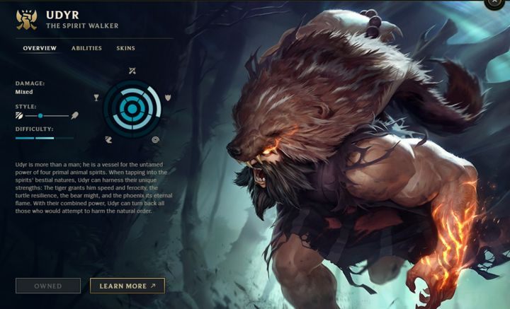 Po kliknięciu na jeden z portretów otworzy się karta ze szczegółowymi informacjami na temat danego bohatera - Bohaterowie w League of Legends | Kolekcja | League of Legends - League of Legends - poradnik do gry
