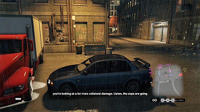 Schowanie się w pojeździe pozwoli ci w spokoju przeczekać na bezpieczny moment do wznowienia ucieczki - Korzystanie z dostępnych środków transportu w Watch Dogs | Aktywności i porady - Watch Dogs 1 - poradnik do gry