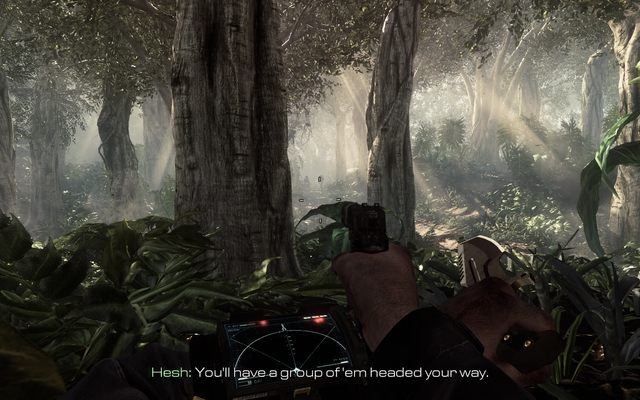 Wykrywacz pulsu - nieoceniony podczas wędrówek w lesie. - 09 - The Hunted | Kampania - opis przejścia | Call of Duty Ghosts - Call of Duty: Ghosts - poradnik do gry