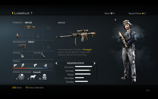 Ekran wyboru wyposażenia. - Multiplayer | Call of Duty Ghosts - Call of Duty: Ghosts - poradnik do gry