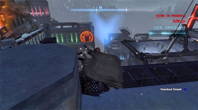Jeden ze snajperów okupujących dachy okolicznych budynków - Wieża komunikacyjna w dzielnicy Brylantów | Wieże komunikacyjne (Comms Towers) - Batman: Arkham Origins - poradnik do gry