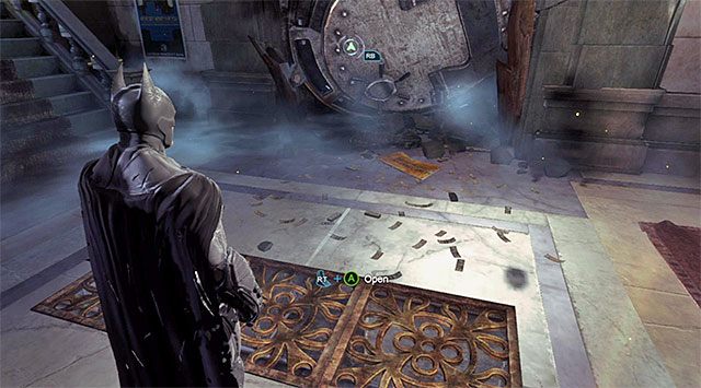 Sekret ten znajduje się w banku [Gotham Merchants Bank], który po raz pierwszy odwiedza się w ramach wykonywania głównego zadania Przedostań się do banku Gotham Merchants (Access the Gotham Merchants Bank) - Plik z danymi 4 (Zaułki) - Batman: Arkham Origins - poradnik do gry