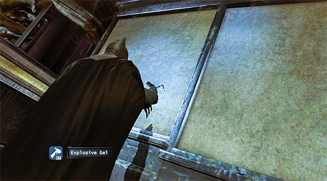Jedna z przykładowych osłabionych ścian - Uzyskaj dostęp do biura Pingwina - teatr | Główny wątek w Batman Arkham Origins - Batman: Arkham Origins - poradnik do gry