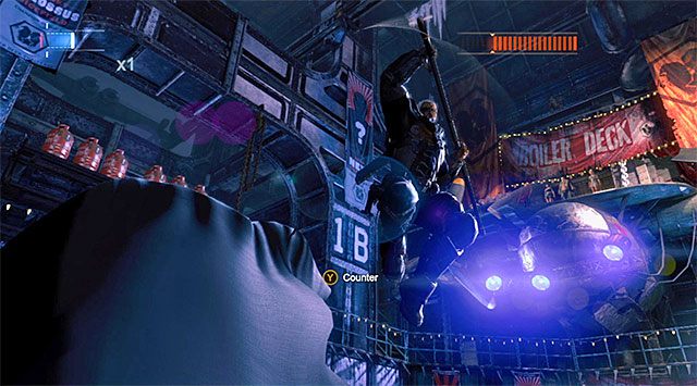Bardzo pilnuj się w momentach, w których należy unikać ataków bossa - Pokonaj Deathstrokea | Główny wątek w Batman Arkham Origins - Batman: Arkham Origins - poradnik do gry