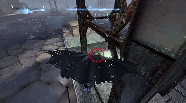 Rozpocznij szybowanie, wykonując nawrót w powietrzu i lądując na drugiej płycie naciskowej (screen) - Plik z danymi 11 (Most Pioneers Bridge w Gotham) | Pakiety danych Enigmy (Enigma Datapacks) - Batman: Arkham Origins - poradnik do gry