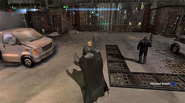 Do zlikwidowania powinno pozostać już tylko trzech przeciwników patrolujących główny plac - Zbadaj hutę - dotarcie do huty | Główny wątek w Batman Arkham Origins - Batman: Arkham Origins - poradnik do gry