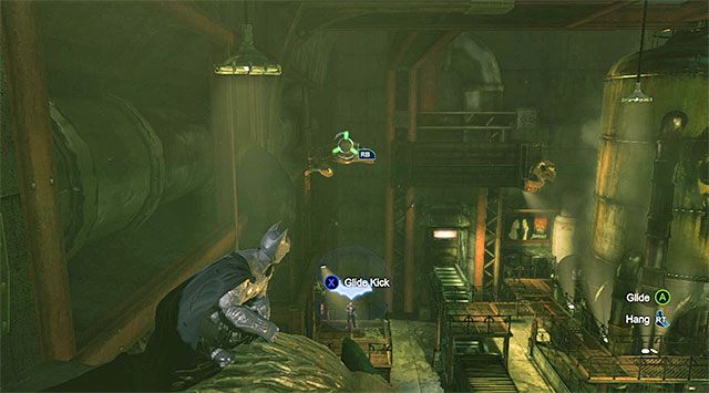 Pomagaj sobie łapiąc się posągów z wykorzystaniem haka - Zbadaj hutę - laboratorium farmaceutyczne | Główny wątek w Batman Arkham Origins - Batman: Arkham Origins - poradnik do gry