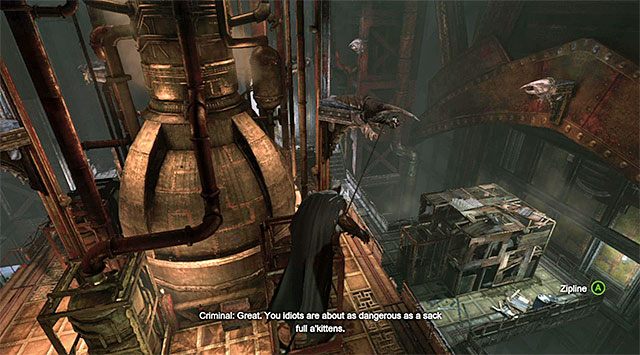 Rozwinięcie liny może ci pomóc w rozwiązaniu problemu posągów z pułapkami - Odszukaj bomby Świetlika | Główny wątek w Batman Arkham Origins - Batman: Arkham Origins - poradnik do gry
