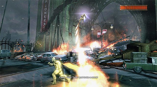 Nie zatrzymuj się nigdzie na dłużej, biegając po całej arenie - Pokonaj Świetlika | Główny wątek w Batman Arkham Origins - Batman: Arkham Origins - poradnik do gry