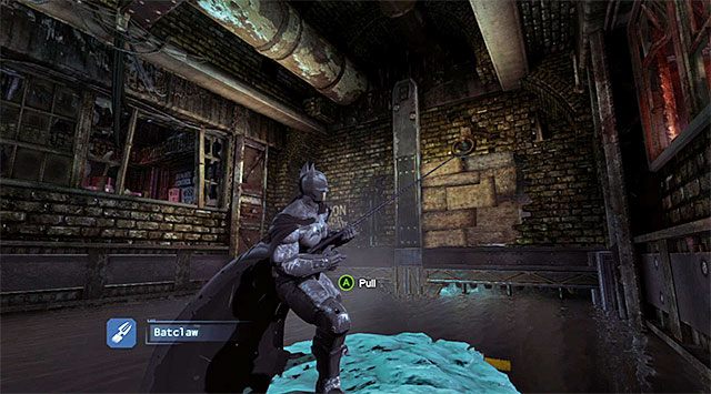 Musisz przyciągnąć się do osłabionej ściany i ją zburzyć - Przedostań się do więzienia Blackgate kanałami | Główny wątek w Arkham Origins - Batman: Arkham Origins - poradnik do gry