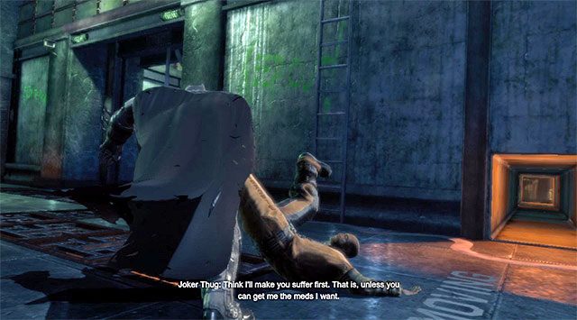 Zaatakuj przeciwnika gdy ten ustawi się przy wyjściu z szybu - Powstrzymaj Jokera #2 - główna sala | Główny wątek w Batman Arkham Origins - Batman: Arkham Origins - poradnik do gry