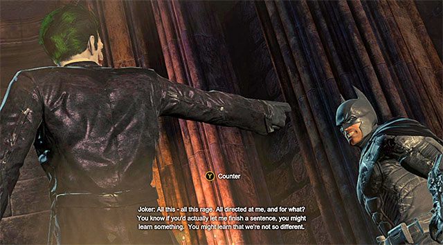Wyczekuj momentów, w których należy wciskać przycisk kontry - Powstrzymaj Jokera #3 | Główny wątek w Batman Arkham Origins - Batman: Arkham Origins - poradnik do gry