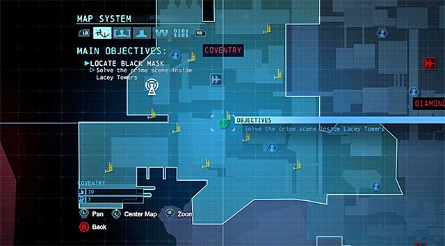 Miejsce, do którego musisz się aktualnie udać to budynek zlokalizowany w centralnej części dzielnicy [Coventry] w południowym Arkham - Rozwiąż sprawę w Lacey Towers - Batman: Arkham Origins - poradnik do gry