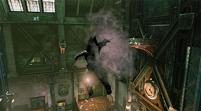 Wykorzystuj punkty obserwacyjne do przemieszczania się po całej sali - Uzyskaj dostęp do serwerów policji - główna sala | Główny wątek w Arkham Origins - Batman: Arkham Origins - poradnik do gry