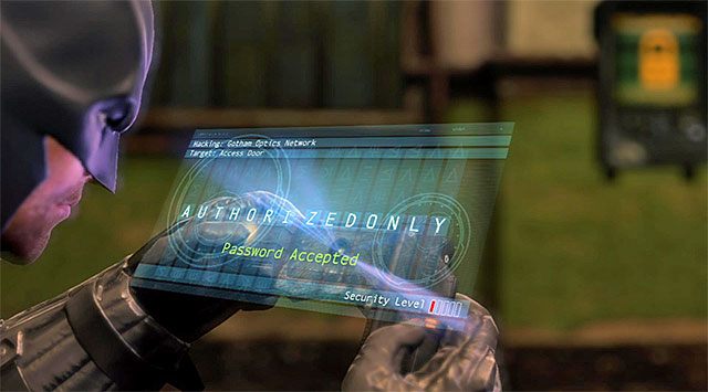 Użyj haka, by dotrzeć na górne balkoniki [Cell Block Access] i wznów przemarsz przez piwnicę posterunku policji - Uzyskaj dostęp do serwerów policji - powrót do serwerowni - Batman: Arkham Origins - poradnik do gry