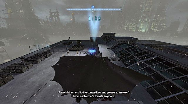 Dach, na którym znajduje się pierwsza bomba - Anarky | Poszukiwani przestępcy w Batman Arkham Origins - Batman: Arkham Origins - poradnik do gry