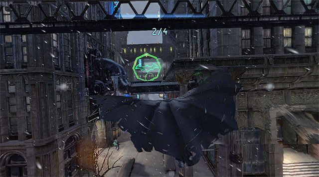Zacznij od zanurkowania w stronę krawędzi zlokalizowanej tuż przy ścianie budynku, poniżej miejsca startu - System Mrocznego Rycerza | Wyzwania (Challenges) w Batman Arkham Origins - Batman: Arkham Origins - poradnik do gry