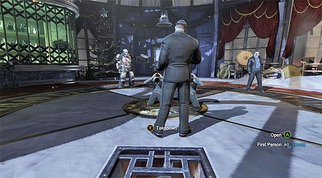 Rozpocznij bitwę od zaatakowania przeciwnika stojącego przy szybie wentylacyjnym - Dotarcie do apartamentu Jokera - zachodnia wieża | Główny wątek w Arkham Origins - Batman: Arkham Origins - poradnik do gry