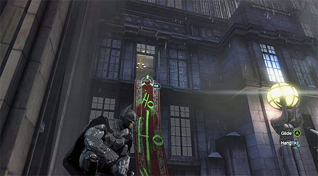 Dotrzyj z pomocą haka do nowej okiennicy - Dotarcie do apartamentu Jokera - górne piętra | Główny wątek w Arkham Origins - Batman: Arkham Origins - poradnik do gry