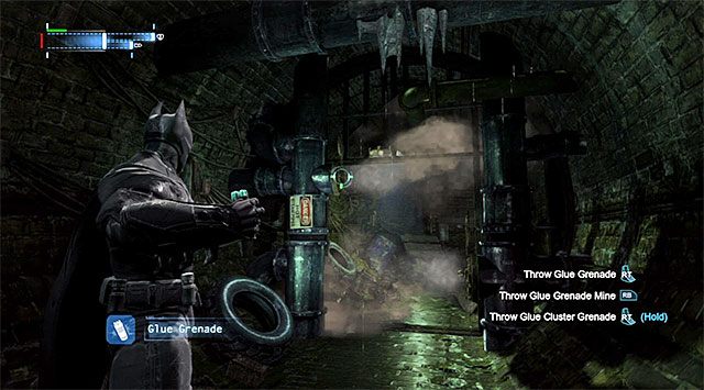 Celuj granatami klejowymi w miejsca, z których wydobywa się para - Przeskanuj trupa w kostnicy policyjnej | Główny wątek w Batman Arkham Origins - Batman: Arkham Origins - poradnik do gry