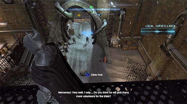 Najlepiej jest poszybować w stronę przeciwnika z karabinem - Odszukaj lokalizator umieszczony na Baneie | Główny wątek w Arkham Origins - Batman: Arkham Origins - poradnik do gry