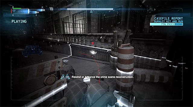 Musisz teraz zacząć używać triggerów/klawiszy, tak by wpływać na proces odtwarzania rekonstrukcji - Sprawa 1224-5 - Napad w Burnley | Raport dotyczący sprawy w Arkham Origins - Batman: Arkham Origins - poradnik do gry