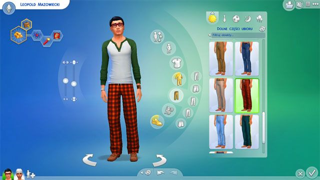 Jeśli nie zdecydujesz się na wybór stroju na całe ciało musisz do wcześniej wybranej górnej części ubioru dobrać coś z dolnej części ubioru - Sims 4: Ubiór Sima - tworzenie, kreator, CAS - Sims 4 - poradnik do gry