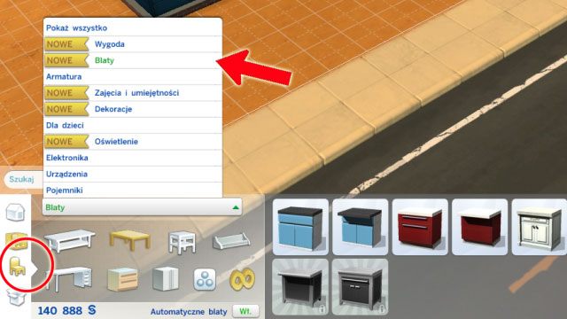 Drugi sposób to korzystanie z obiektów posegregowanych według typu (trzecia ikonka) np - Sims 4: Urządzanie domu, porady - Sims 4 - poradnik do gry