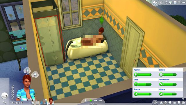 Aby zaspokoić tą potrzebę wykąp się w wannie lub weź prysznic w prysznicu - Sims 4: Potrzeby - pasek potrzeb, jak dbać? - Sims 4 - poradnik do gry