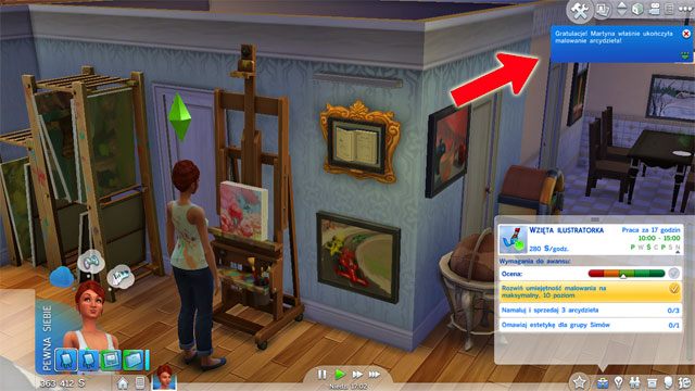Po awansie na Wziętego ilustratora (9 A) czeka Cię najcięższa praca - Sims 4: Malarz - kariera, porady - Sims 4 - poradnik do gry