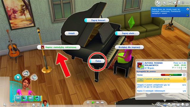 Po wybraniu ścieżki Muzyka (A) zostajesz Autorem piosenek reklamowych (5 A) - Sims 4: Rozrywkowa kariera, porady - Sims 4 - poradnik do gry