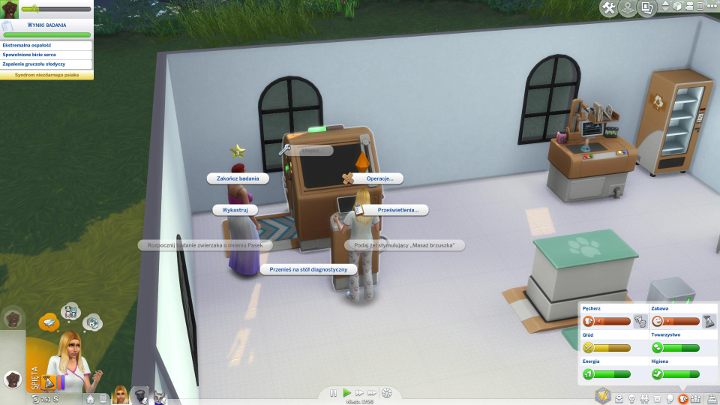 Jeżeli na Stole diagnostycznym nie udało się odblokować objaw, to musisz skierować zwierzaka na Stanowisko chirurgiczne - Sims 4 Psy i koty: Klinika weterynaryjna - Sims 4 - poradnik do gry
