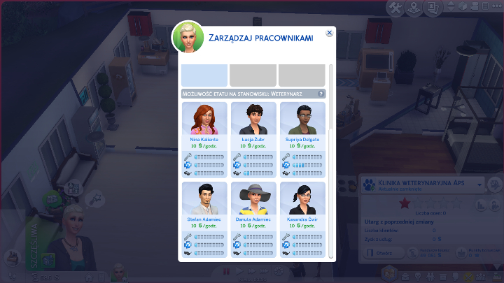 W prawym dolnym rogu ekranu widnieje ikonka kasy fiskalnej - Sims 4 Psy i koty: Klinika weterynaryjna - Sims 4 - poradnik do gry