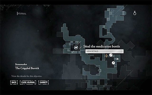 Cel podróży pokazany został na powyższym obrazku - jest on zlokalizowany na zachód od tawerny, w lokacji o nazwie [Stonemarket - Stonemarket Rooftops] - Medyczna niedola | Poboczne zlecenia (Jobs) - Basso | Solucja Thief - Thief - poradnik do gry