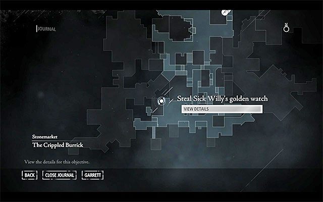 Cel podróży pokazany został na powyższym obrazku - musisz wybrać się do południowej części miasta, a konkretnie do dzielnicy [Stonemarket - Moorsditch] - Chory Willy | Poboczne zlecenia (Jobs) - Basso | Solucja Thief - Thief - poradnik do gry