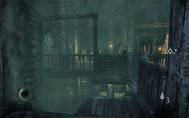 Wyjdź z niewielkiego pomieszczenia i wznów przemarsz, wspinając się na kolejne wyżej położone półki - Przeprawa przez doki ładunkowe Ukrytego Miasta | Rozdział 7 (Ukryte Miasto) - Thief - poradnik do gry