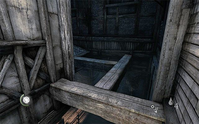 Poziome drewniane belki - Dotarcie do kryjówki Erin - opis | Miasto (City) | Solucja Thief - Thief - poradnik do gry