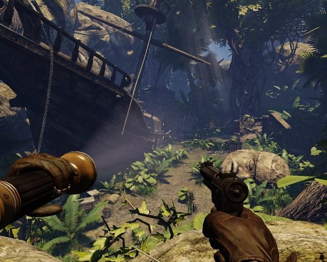 Wrak statku robi wrażenie, w środku weź dziennik - Mayan Jungle | Opis przejścia Deadfall Adventures - Deadfall Adventures - poradnik do gry