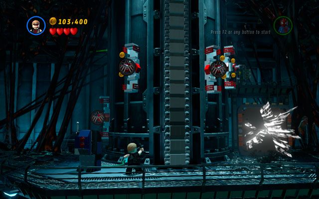 Skorzystaj z łuku Hawkeyea, strzelając do wszystkich czterech otworów na strzały - Exploratory Laboratory | Opis przejścia LEGO Marvel Super Heroes - LEGO Marvel Super Heroes - poradnik do gry