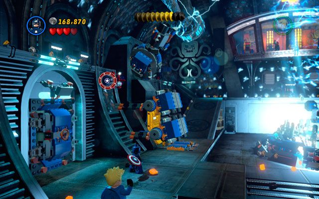 Kiedy sala zostanie częściowo oczyszczona, pobiegnij w lewo i pod działem odszukaj porozrzucane klocki - Red Head Detention | Opis przejścia LEGO Marvel Super Heroes - LEGO Marvel Super Heroes - poradnik do gry