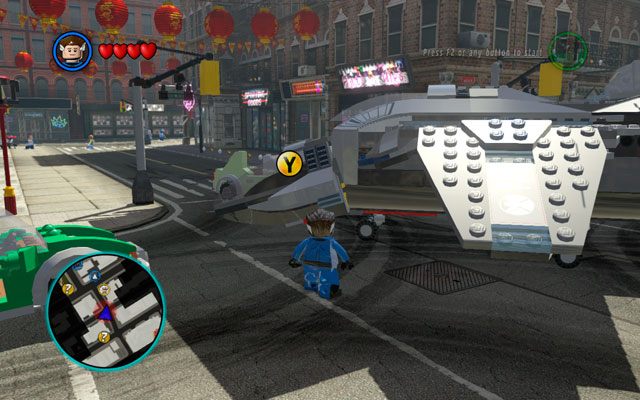 Podobnie jak poprzednim razem, jedynym celem tego przerywnika jest zeskoczenie z lotniskowca S - S.H.I.E.L.D. Helicarrier 4 / Nowy Jork | Opis przejścia LEGO Marvel Super Heroes - LEGO Marvel Super Heroes - poradnik do gry