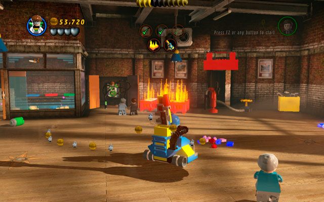 Pokieruj odkurzaczem w taki sposób, aby wciągnąć wszystkie trzy kupki ze śmieciami - Tabloid Tidy Up | Bonusowe misje Deadpoola | LEGO Marvel Super Heroes - LEGO Marvel Super Heroes - poradnik do gry