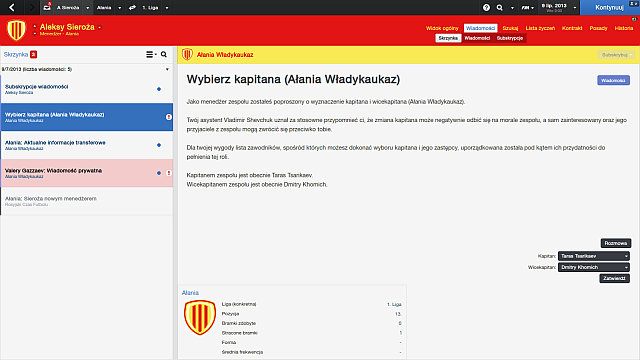 A kapitanem zostaje... Kapitan Bomba. - Pierwsze kroki w nowym klubie w Football Manager 2014 | Podstawy rozgrywki - Football Manager 2014 - poradnik do gry